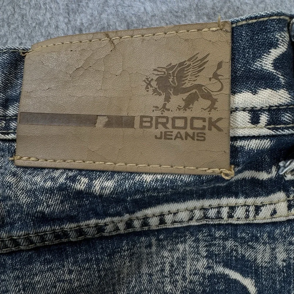 Vintage Y2K Brock Jeans Baggy Distressed Acid Washed Cropped Denim Hip Hop SZ 38